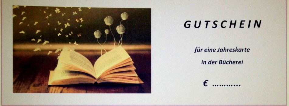 <div class=slidertitel>Gutschein</div><div class=slidertext>Geschenkgutscheine für eine Jahreskarte sind ein ideales Geschenk für Bücherfreunde und können in der Bibliothek um 14€ bzw. 20€ erworben werden</div>