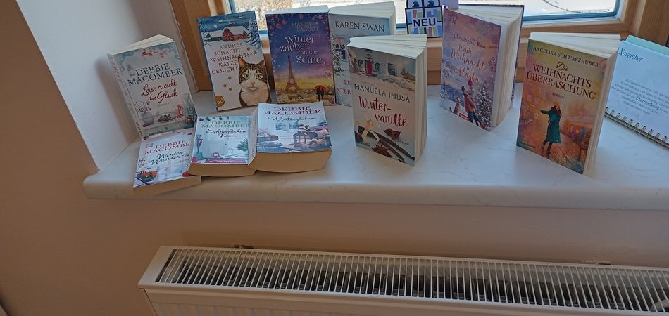 <div class=slidertitel>Öffnungszeiten zu Weihnachten</div><div class=slidertext>Die Bücherei bleibt von 26.12. - 30.12.2025 geschlossen. <br/>Viele Buchneuheiten, darunter auch Weihnachtsbücher sind eingetroffen. <br/></div>